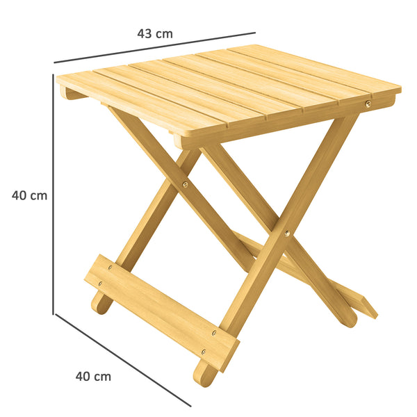 Table basse pliante en bois massif, table d'appoint pliante, légère, dessus à lattes, pour balcon, jardin, terrasse, 40 x 43 x 40 cm, bois naturel