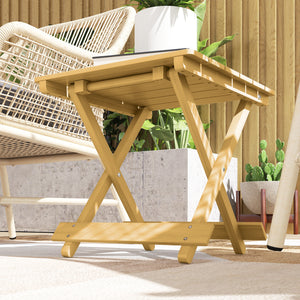 Table basse pliante en bois massif, table d'appoint pliante, légère, dessus à lattes, pour balcon, jardin, terrasse, 40 x 43 x 40 cm, bois naturel
