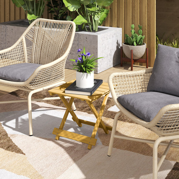Table basse pliante en bois massif, table d'appoint pliante, légère, dessus à lattes, pour balcon, jardin, terrasse, 40 x 43 x 40 cm, bois naturel