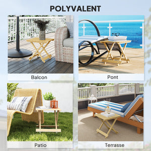 Table basse pliante en bois massif, table d'appoint pliante, légère, dessus à lattes, pour balcon, jardin, terrasse, 40 x 43 x 40 cm, bois naturel