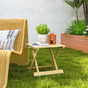 Table basse pliante en bois massif, table d'appoint pliante, légère, dessus à lattes, pour balcon, jardin, terrasse, 40 x 43 x 40 cm, bois naturel