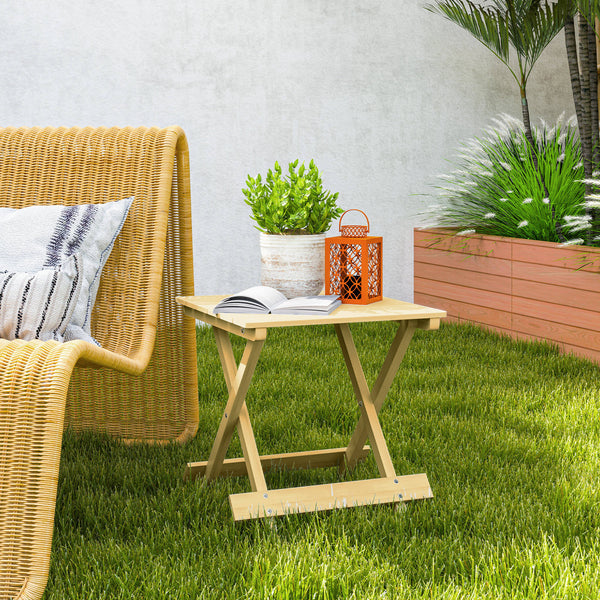 Table basse pliante en bois massif, table d'appoint pliante, légère, dessus à lattes, pour balcon, jardin, terrasse, 40 x 43 x 40 cm, bois naturel