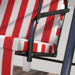 Balancelle de Jardin 3 Places Toit Inclinaison réglable Coussins Assise et Dossier 1,72L x 1,1l x 1,53H m Acier Noir Polyester Rouge