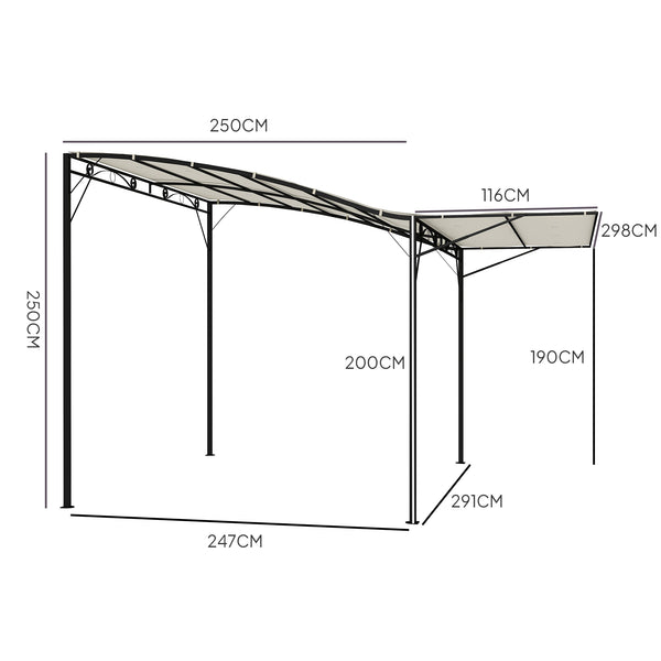 Pergola tonnelle de jardin avec auvent réglable acier polyester haute densité crème