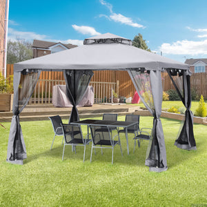Tonnelle de jardin barnum pavillon de jardin 3 x 3 double Toit avec moustiquaires amovibles imperméable gris clair