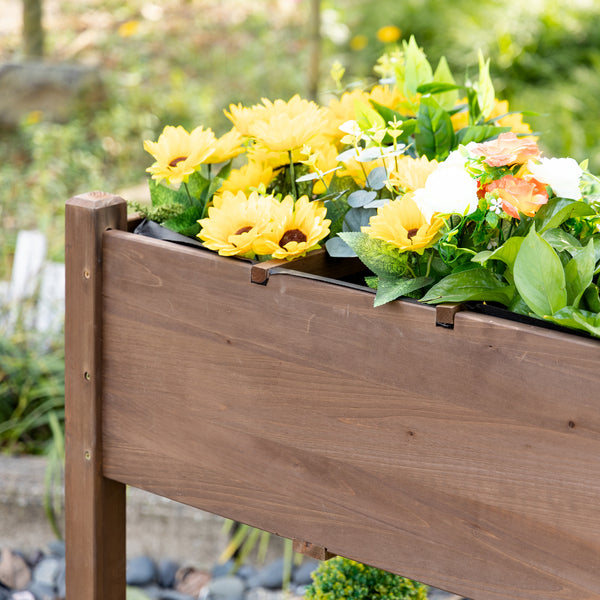 Jardinière sur Pied - Potager sur roulettes - étagère, Tablette Rabattable, Inserts d'irrigation, Feutre de Drainage Inclus - Bois Sapin pré-huilé