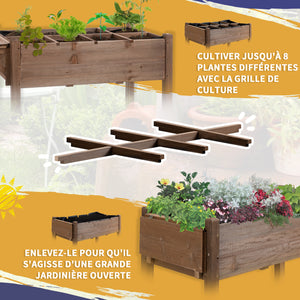 Jardinière sur Pied - Potager sur roulettes - étagère, Tablette Rabattable, Inserts d'irrigation, Feutre de Drainage Inclus - Bois Sapin pré-huilé