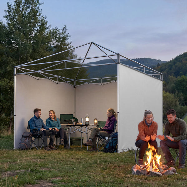 Lot de 3 parois latérales pour tonnelle de 3 x 3 m, Panneaux Latéraux pour pavillon, fermeture éclair, en tissu Oxford, blanc