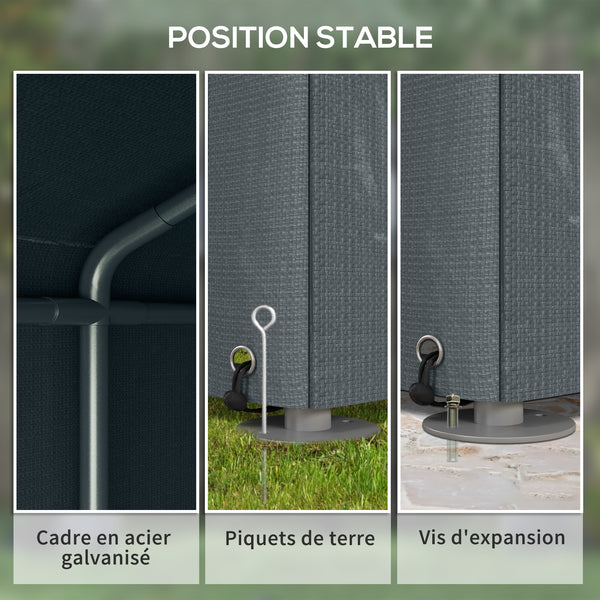 Abri de jardin tente de stockage portable abri de vélo garage pour extérieur avec cadre en métal galvanisé et grande porte, 1,6 x 2,2 m gris foncé