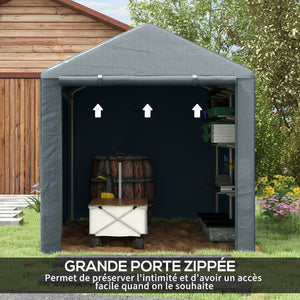 Abri de jardin tente de stockage portable abri de vélo garage pour extérieur avec cadre en métal galvanisé et grande porte, 1,6 x 2,2 m gris foncé