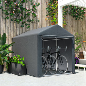 Abri de jardin tente de stockage portable abri de vélo garage pour extérieur avec cadre en métal galvanisé et grande porte, 1,6 x 2,2 m gris foncé