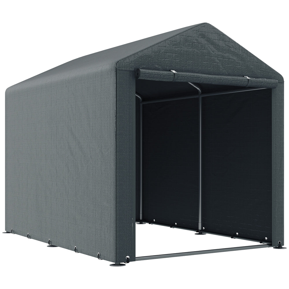 Abri de jardin tente de stockage portable abri de vélo garage pour extérieur avec cadre en métal galvanisé et grande porte, 1,6 x 2,2 m gris foncé
