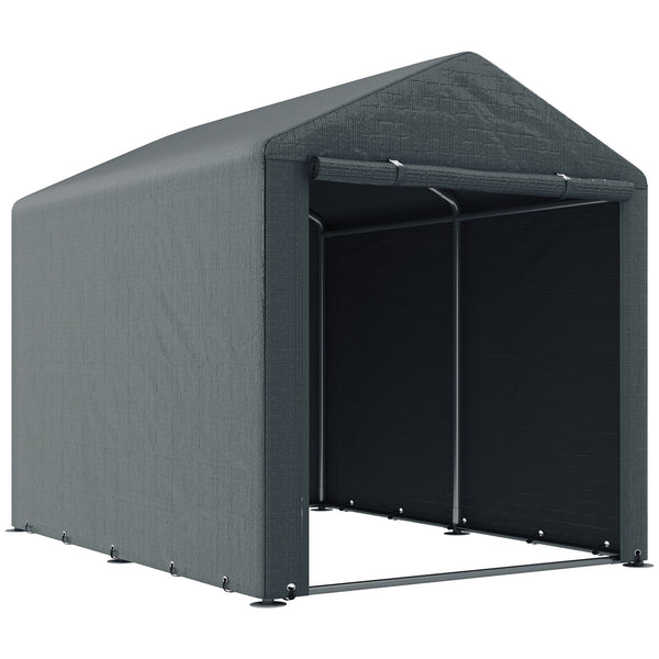 Abri de jardin tente de stockage portable abri de vélo garage pour extérieur avec cadre en métal galvanisé et grande porte, 1,6 x 2,2 m gris foncé