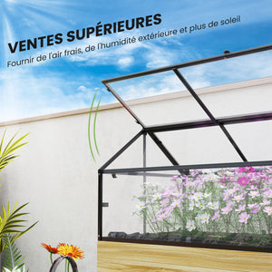 Mini Serre sur Pieds - jardinière surélevée - dim.  120L x 60l x 103H cm - double toit ouvrable Panneaux de Polycarbonate, acier, Bois Sapin traité