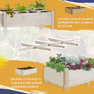 Jardinière sur Pied - Potager sur roulettes - étagère, Tablette Rabattable, Inserts d'irrigation, Feutre de Drainage Inclus - Bois Sapin pré-huilé dim. 123L x 54l x 87H cm