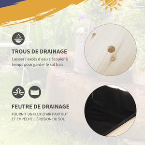 Jardinière sur Pied - Potager sur roulettes - étagère, Tablette Rabattable, Inserts d'irrigation, Feutre de Drainage Inclus - Bois Sapin pré-huilé dim. 123L x 54l x 87H cm