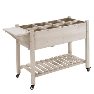 Jardinière sur Pied - Potager sur roulettes - étagère, Tablette Rabattable, Inserts d'irrigation, Feutre de Drainage Inclus - Bois Sapin pré-huilé dim. 123L x 54l x 87H cm
