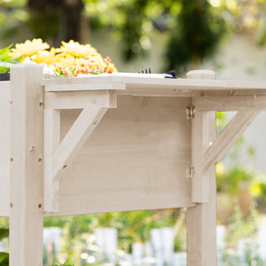 Jardinière sur Pied - Potager sur roulettes - étagère, Tablette Rabattable, Inserts d'irrigation, Feutre de Drainage Inclus - Bois Sapin pré-huilé dim. 123L x 54l x 87H cm