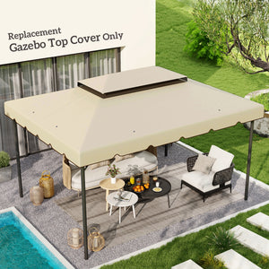 Toile de rechange pour pavillon tonnelle tente toit de remplacement gazebo de jardin tissu polyester haute densité 170 g/m² 4 x 3 m beige