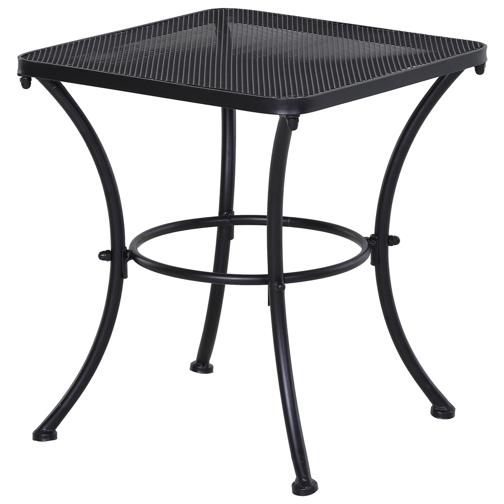 Table Basse carrée Bistro de Jardin dim. 45L x 45l x 50H cm piètement arqué Plateau maillé métal époxy anticorrosion Noir