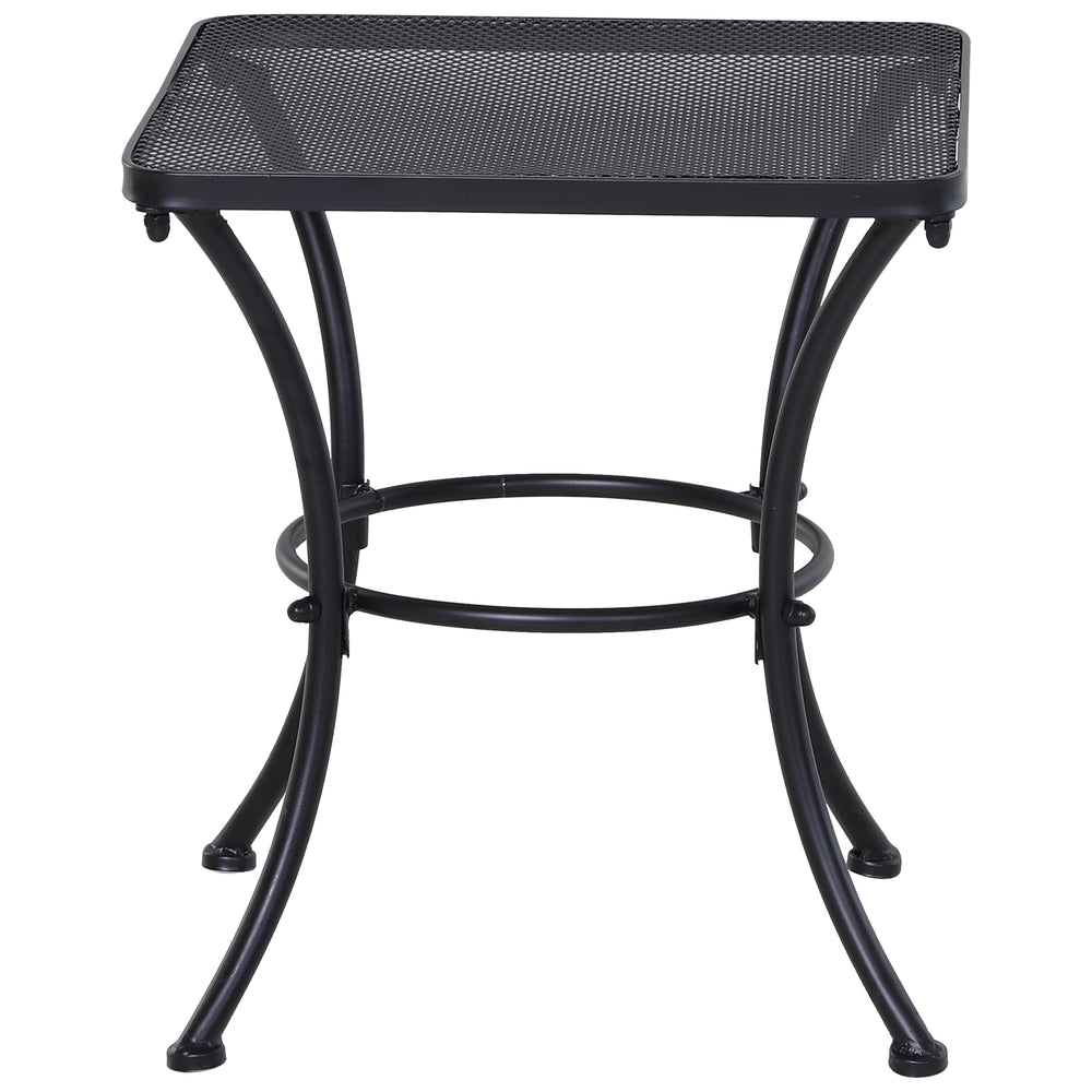 Table Basse carrée Bistro de Jardin dim. 45L x 45l x 50H cm piètement arqué Plateau maillé métal époxy anticorrosion Noir