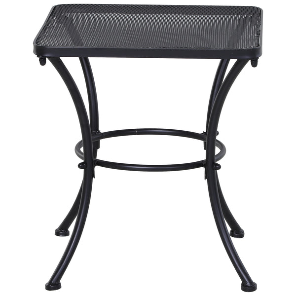 Table Basse carrée Bistro de Jardin dim. 45L x 45l x 50H cm piètement arqué Plateau maillé métal époxy anticorrosion Noir