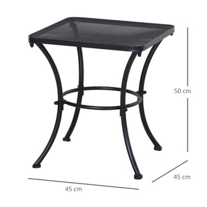 Table Basse carrée Bistro de Jardin dim. 45L x 45l x 50H cm piètement arqué Plateau maillé métal époxy anticorrosion Noir