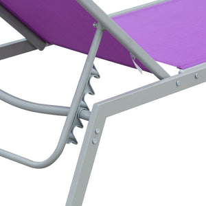 Bain de Soleil transat - Chaise Longue - Design Contemporain - Dossier inclinable Multi-Positions - métal époxy textilène Mauve - dim. 170 x 58 x 97 cm