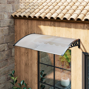 Auvent de porte d'entrée, toit marquise de porte exterieur en polycarbonate et aluminium résistante toit abri protection contre la pluie et UV pour terrasse, balcon, 150 x 90 cm, blanc
