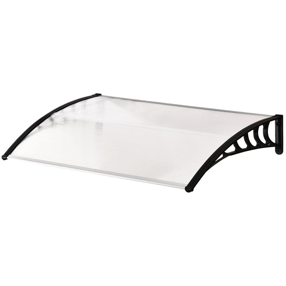 Auvent de porte d'entrée, toit marquise de porte exterieur en polycarbonate et aluminium résistante toit abri protection contre la pluie et UV pour terrasse, balcon, 150 x 90 cm, blanc