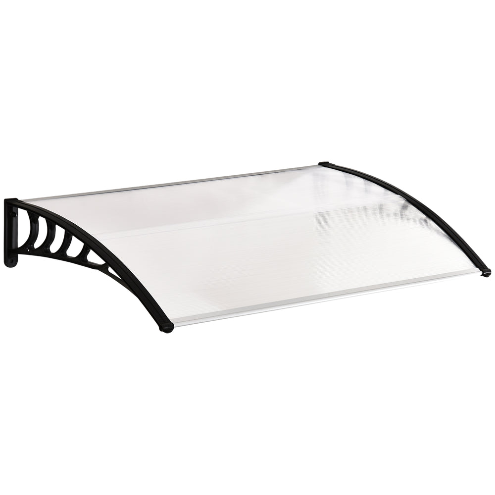 Auvent de porte d'entrée, toit marquise de porte exterieur en polycarbonate et aluminium résistante toit abri protection contre la pluie et UV pour terrasse, balcon, 150 x 90 cm, blanc