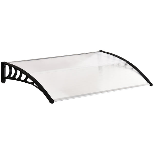Auvent de porte d'entrée, toit marquise de porte exterieur en polycarbonate et aluminium résistante toit abri protection contre la pluie et UV pour terrasse, balcon, 150 x 90 cm, blanc