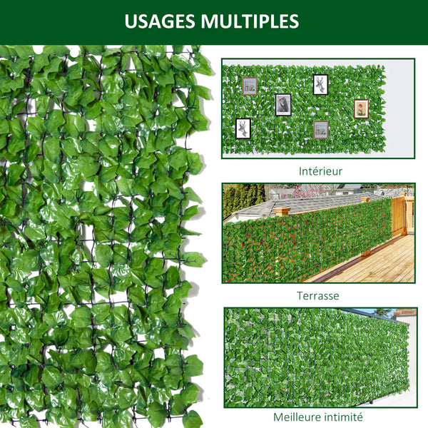 Haie Artificiel Brise-Vue décoration Rouleau 3L x 1H m Feuillage réaliste Anti-UV Vert