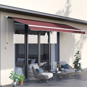 Store banne Manuel rétractable Angle Réglable Aluminium Polyester imperméabilisé 3,5 x 2,5 m rouge