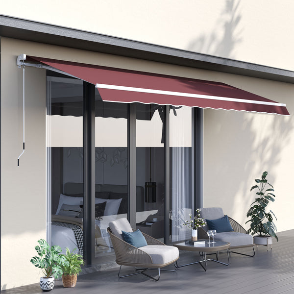 Store banne Manuel rétractable Angle Réglable Aluminium Polyester imperméabilisé 3,5 x 2,5 m rouge