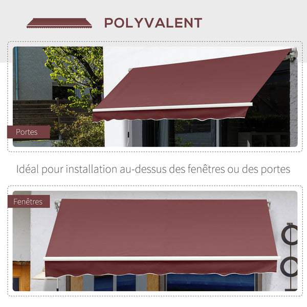 Store banne Manuel rétractable Angle Réglable Aluminium Polyester imperméabilisé 3,5 x 2,5 m rouge