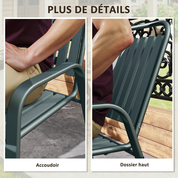 Lot de 4 chaises de jardin chaises empilables d'extérieur avec haut dossier et accoudoirs, cadre en acier pour jardin, piscine, terrasse, gris