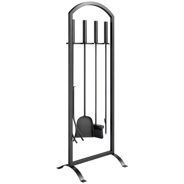 Serviteur de Cheminée 6 Pièces - Ensemble Outils de Cheminée avec Sac à Bûches, Brosse, Pelle, Tisonnier, Pince et Support - pour Intérieur, Extérieur, Maison, Jardin, Noir