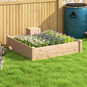 Jardinière en bois, carré potager extérieur bois avec bac à compost, design à fond ouvert, bac à fleurs pour légumes fleurs dans jardin terrasse patio, 123 x 123 x 25,5 cm, bois naturel