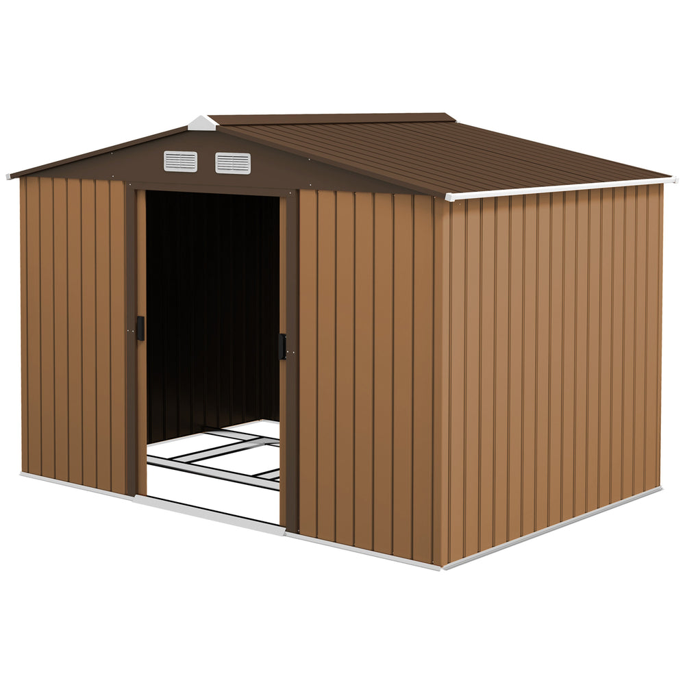 Abri de Jardin 4,9 m² cabane de jardin armoire de jardin Dim. 2,77L x 1,95l x 1,92H m Porte coulissante ventilations tôle Acier Jaune