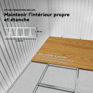 Abri de Jardin 4,9 m² cabane de jardin armoire de jardin Dim. 2,77L x 1,95l x 1,92H m Porte coulissante ventilations tôle Acier Jaune