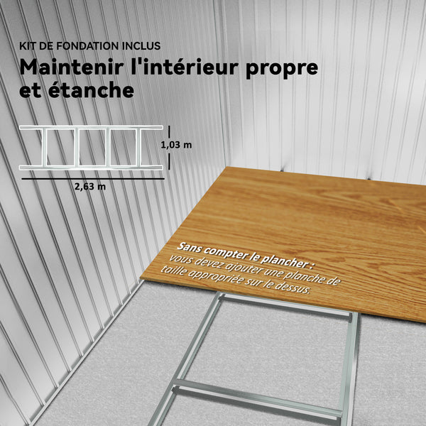 Abri de Jardin 4,9 m² cabane de jardin armoire de jardin Dim. 2,77L x 1,95l x 1,92H m Porte coulissante ventilations tôle Acier Jaune