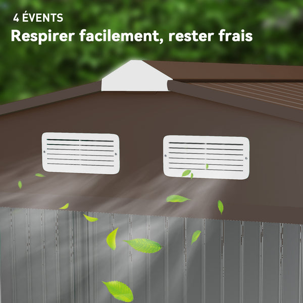 Abri de Jardin 4,9 m² cabane de jardin armoire de jardin Dim. 2,77L x 1,95l x 1,92H m Porte coulissante ventilations tôle Acier Jaune