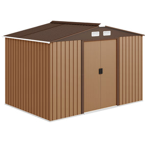 Abri de Jardin 4,9 m² cabane de jardin armoire de jardin Dim. 2,77L x 1,95l x 1,92H m Porte coulissante ventilations tôle Acier Jaune