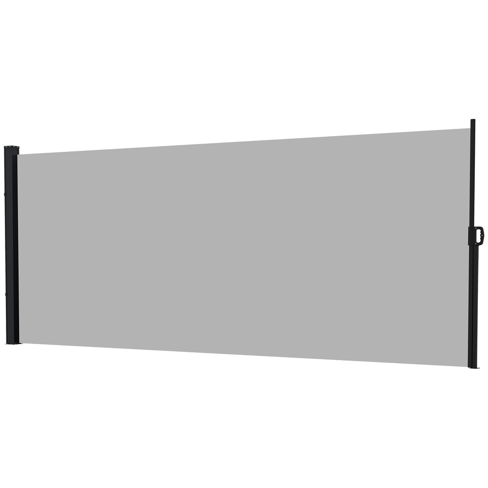 Store latéral Brise-Vue paravent rétractable de jardin dim. 3L x 2H m alu. Polyester Anti-UV Haute densité 180 g/m² Gris clair