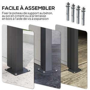 Store latéral Brise-Vue paravent rétractable de jardin dim. 3L x 2H m alu. Polyester Anti-UV Haute densité 180 g/m² Gris clair