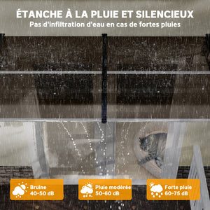 Auvent de porte d'entrée, toit marquise de porte exterieur en polycarbonate et aluminium résistante toit abri protection contre la pluie et UV pour terrasse, balcon, 200 x 96 cm, marron