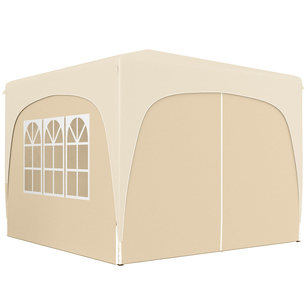 Tonnelle de jardin exterieur 3 x 3 m, tonnelle pliante pop up, hauteur réglable, sac de transport inclus, protection UPF50+, barnum pliant pour camping, festival, patio, sable