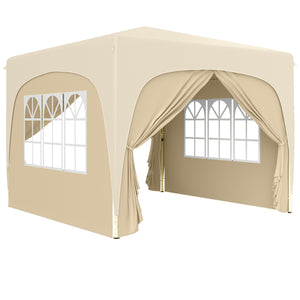 Tonnelle de jardin exterieur 3 x 3 m, tonnelle pliante pop up, hauteur réglable, sac de transport inclus, protection UPF50+, barnum pliant pour camping, festival, patio, sable