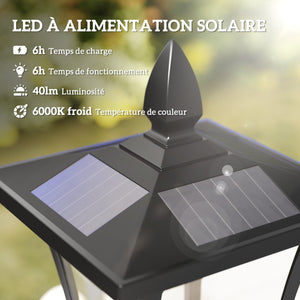 Luminaire extérieur lampadaire sur pied solaire lampadaire lanterne classique LED 40 Lm dim. 18L x 18l x 160H cm noir